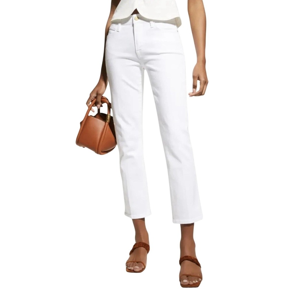 FRAME Le High Straight Jeans Blanc White High Rise LHST790 Size 25